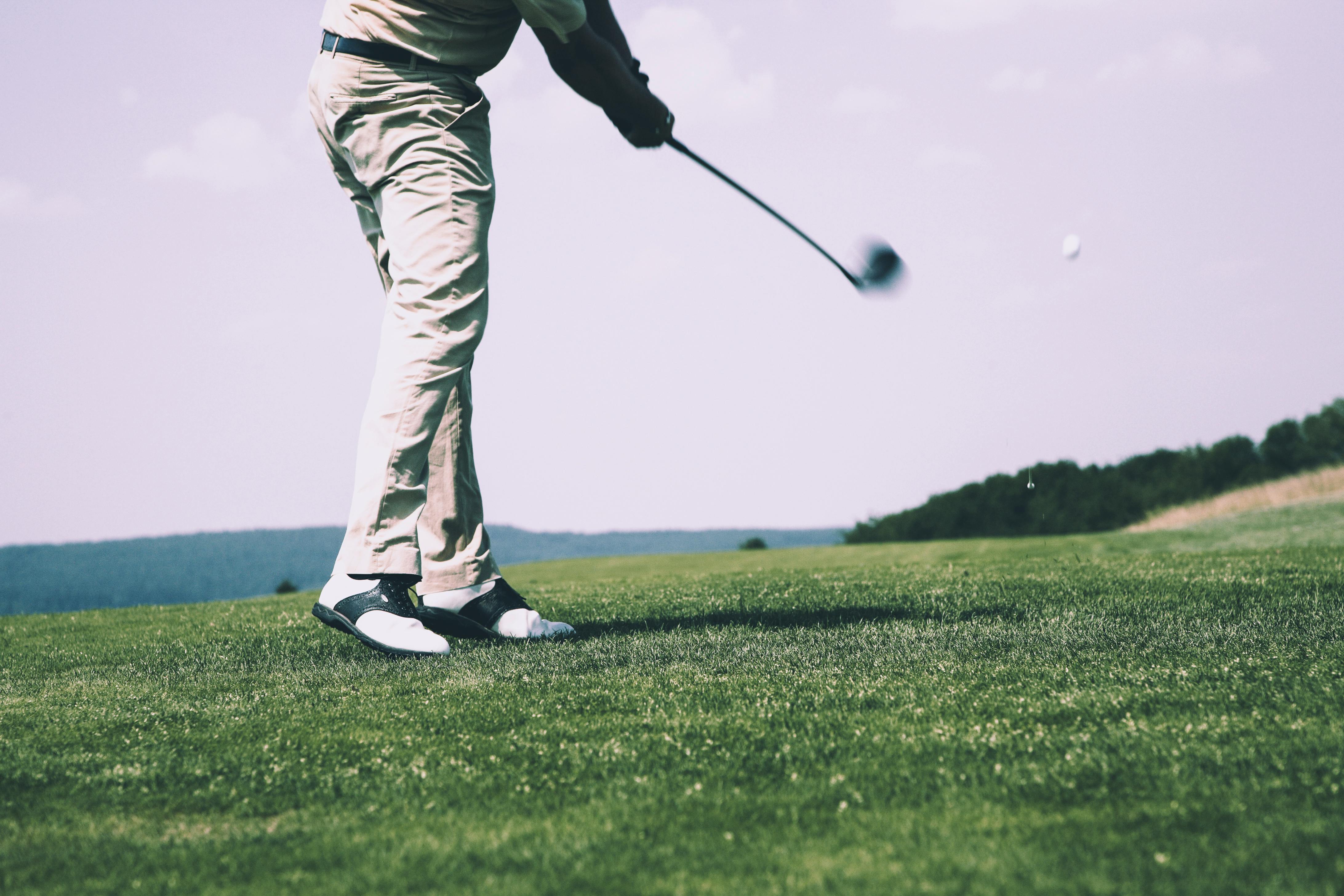 Golfer taking a swing